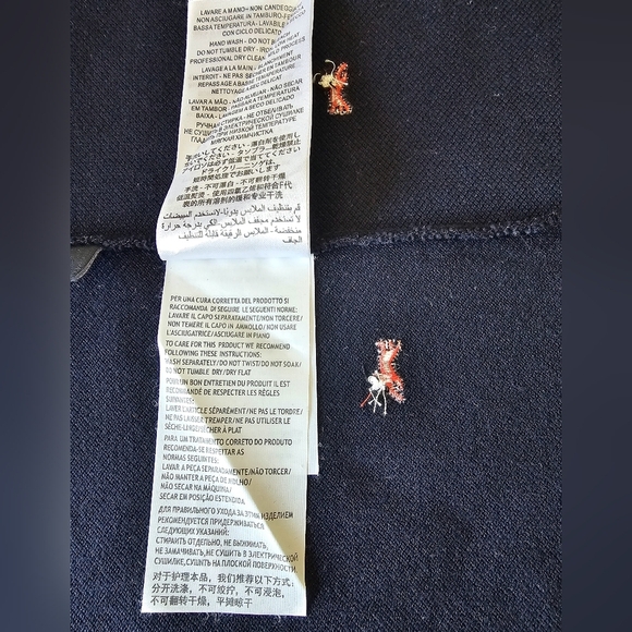 Gucci Dark Blue Polo Embroidered Shirt, Short Sleeves Red Green Striped Collar.L - Picture 10 of 11